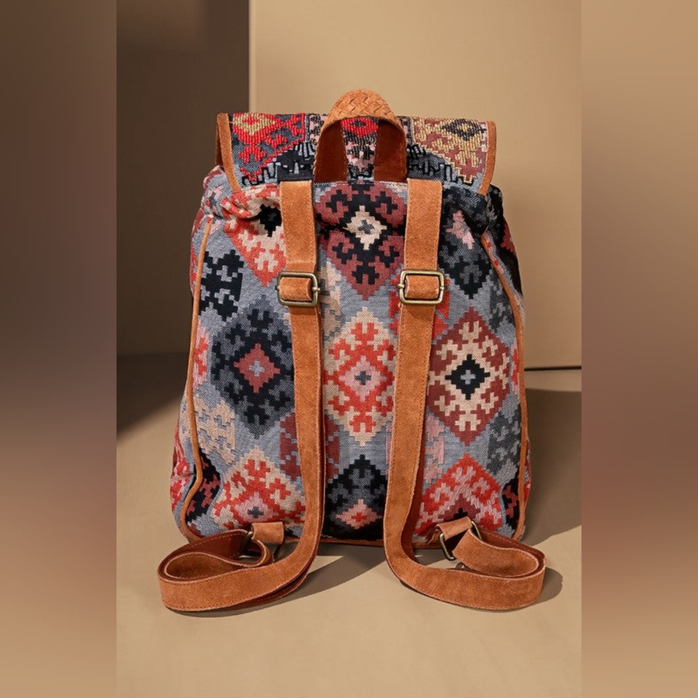 Embroidered Backpack - Unique Artisan Embellished Ethnic Look -Fully Fine Cotton - Picture 9 of 16